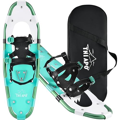 TNIAPO Snowshoes, Lightweight Snow Shoes for Mens Women Youth, All Terrain Snowshoes Aluminum Alloy Up to 250 lbs with Snowshoe Bag, Orange/Blue/Green Available