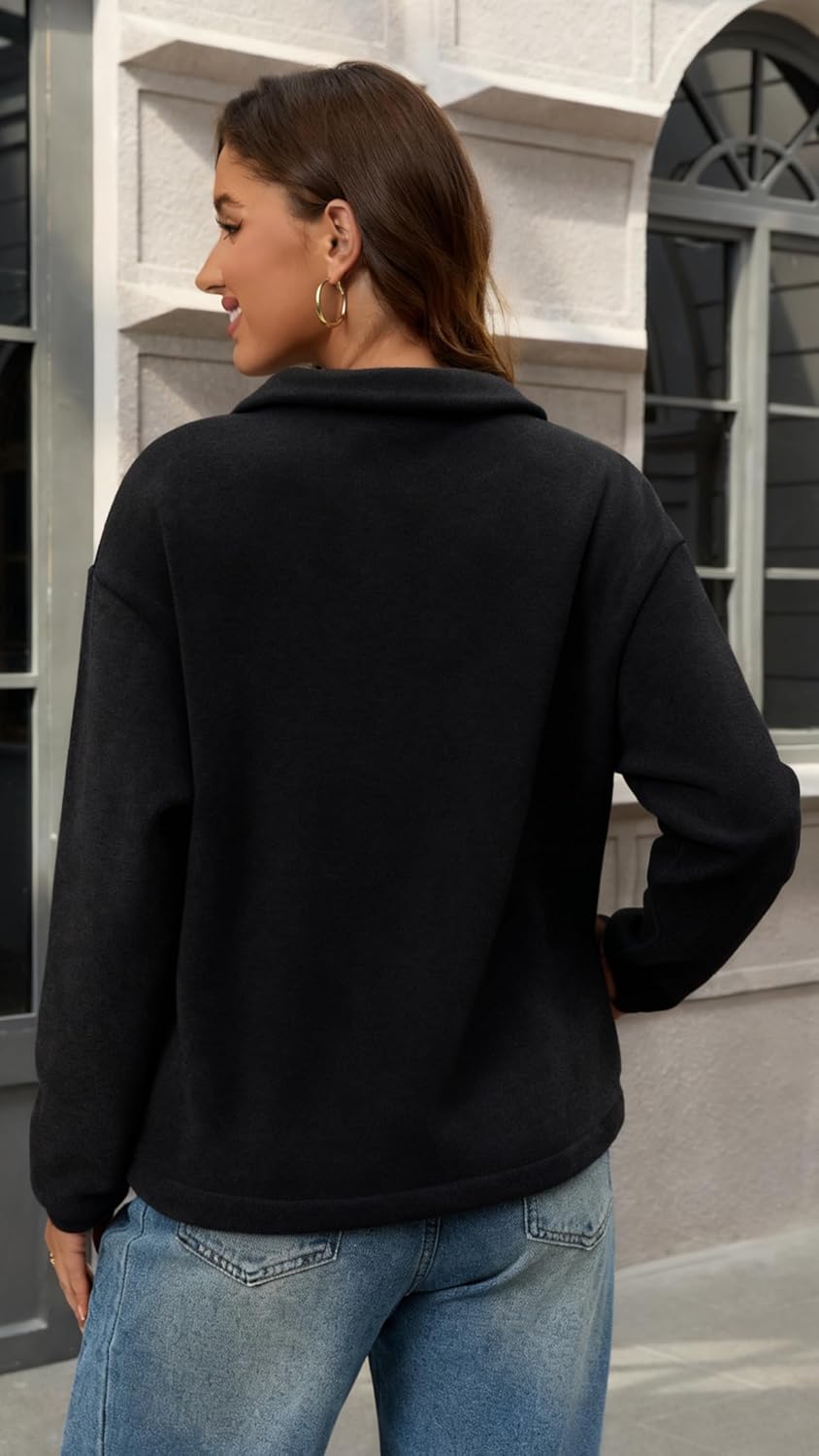 Women's Classic Half-Zip Polar Soft Fleece Jacket Warm Lightweight Fleece Pullover for Outdoor Daily Wear - Image 6