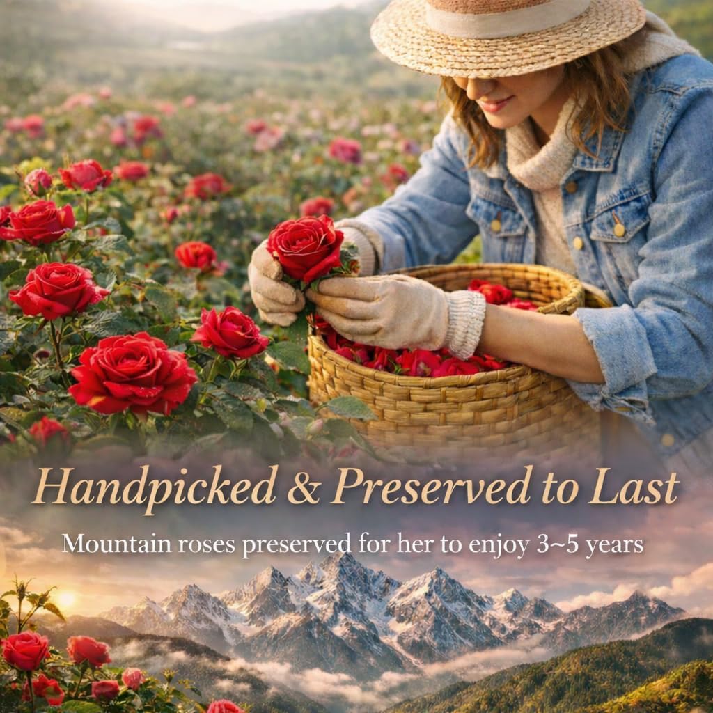 Forever Love Preserved Real Rose with Heart Necklace, Mothers Day Gifts for Mom, Wife, Anniversary Birthday Gifts for Women – Projects “I Love You” in 100 Languages