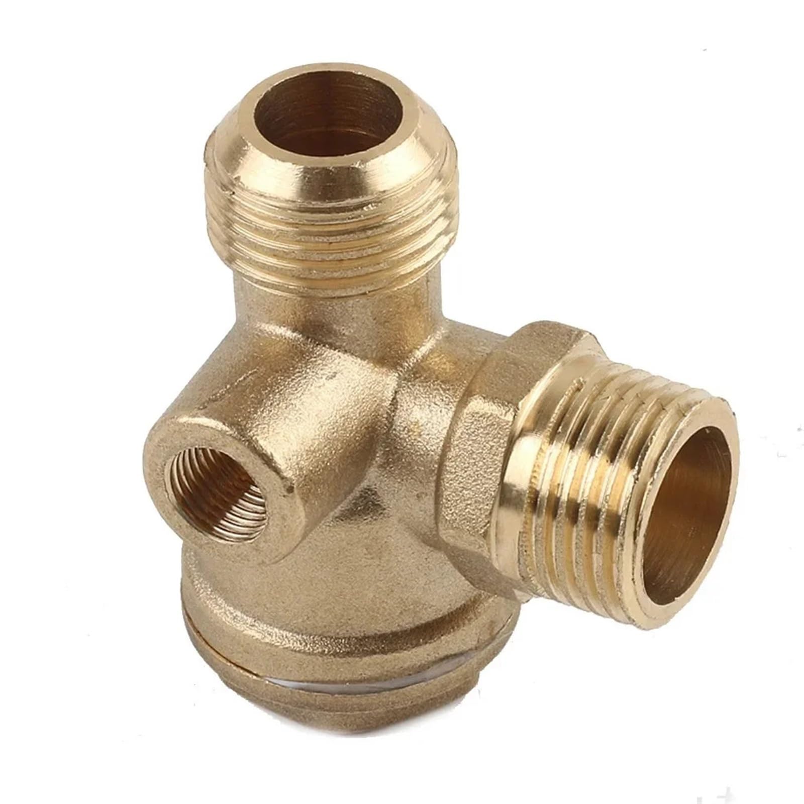 Válvula de retención para compresor de aire con conector roscado macho de latón de 3 puertos