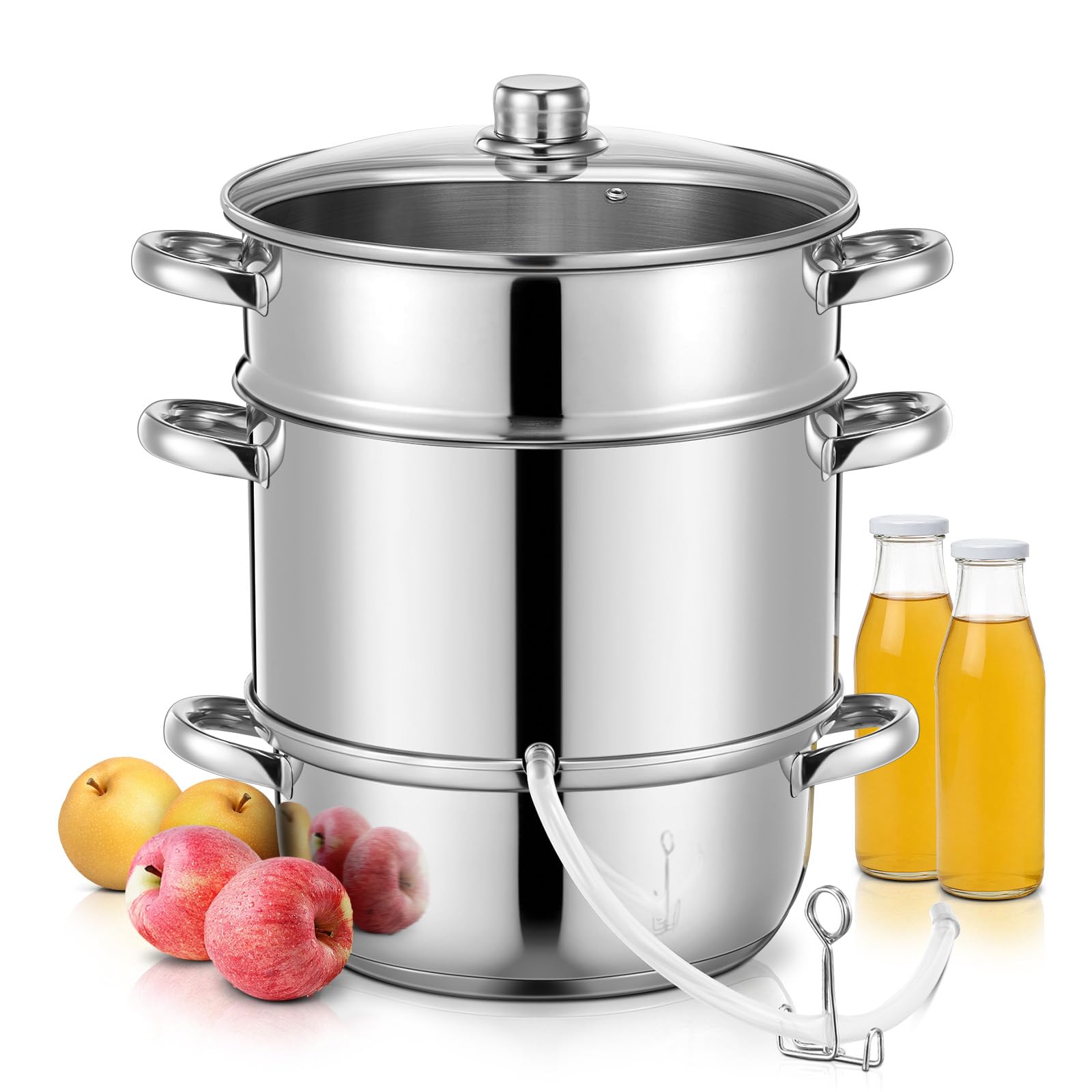 FOHERE Dampfentsafter 8L Edelstahl, Saftentsafter für frisches Obst