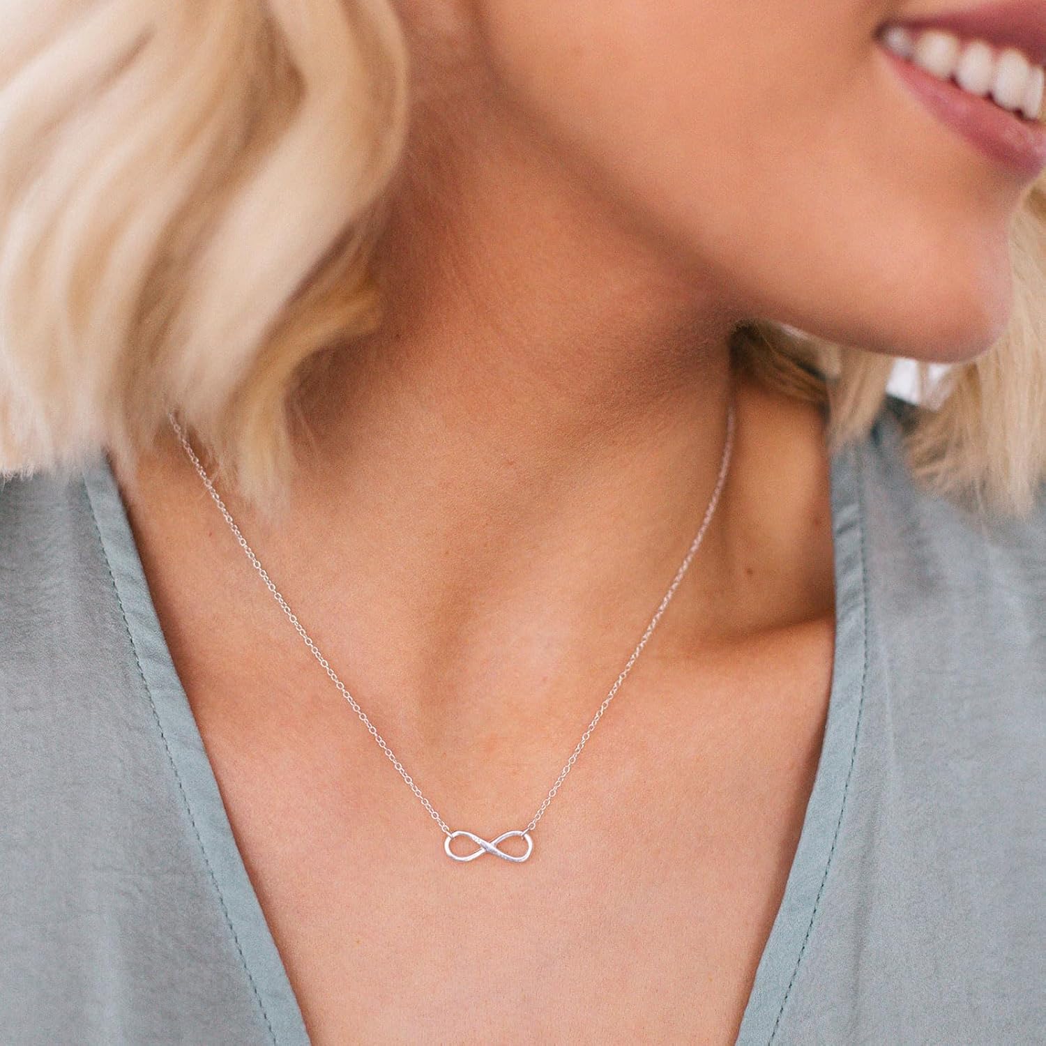 VRIUA Silver Necklace for Women 14K Silver Plated Dainty Bow Snowflake Star of David Butterfly Sun Lotus Flower Bead Necklace Simple Jewelry Everyday - Image 2