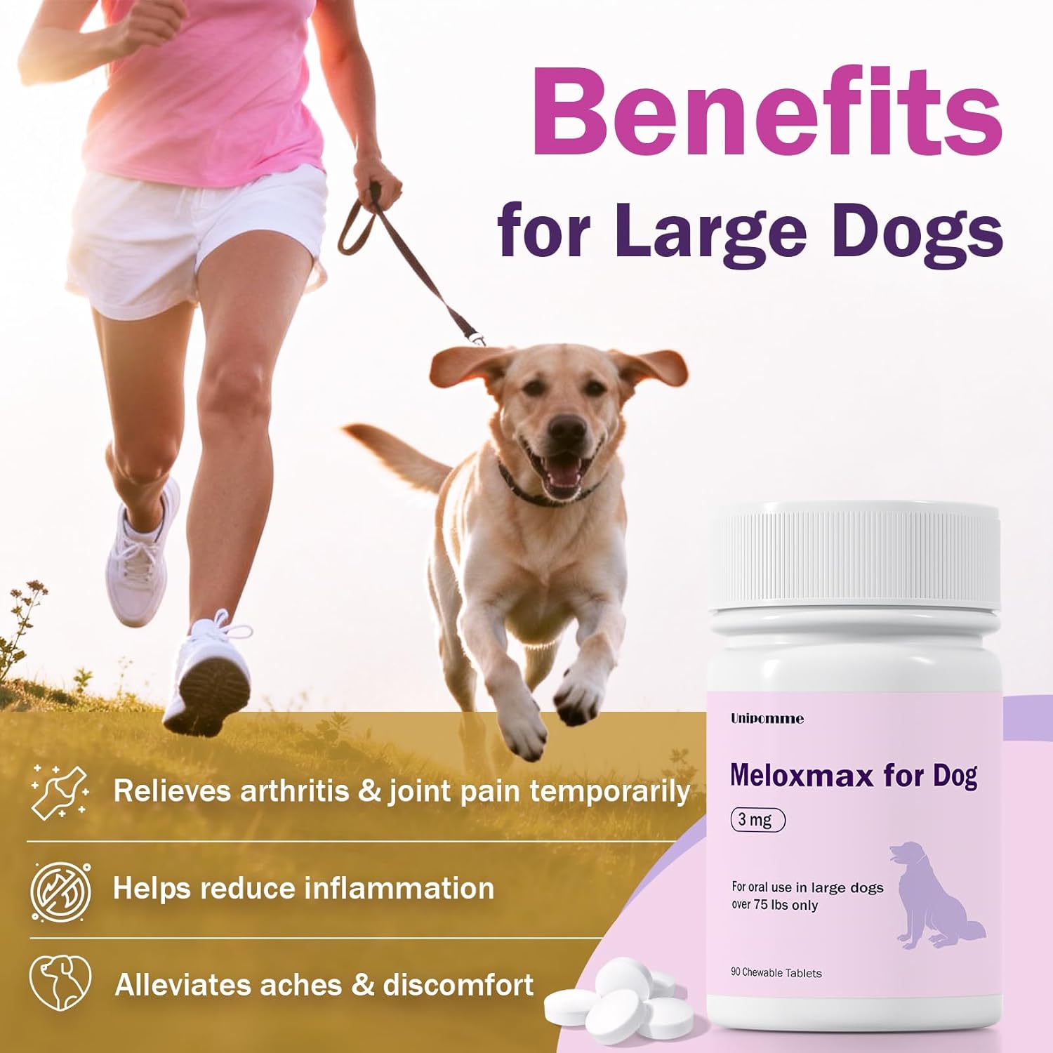 Meloxmax for Large Dogs Pain Relief, Joint Support for Senior Dogs - 3mg - 90 Tablet