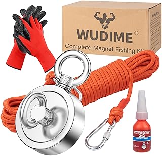 Magnet Fishing Kit, Includes 760 Lbs Strong Pulling Force Neodymium Fishing Magnet, with Durable 65ft Rope, Non Slip Gloves, Pefect for Retrieving in River and Magnetic Fishing