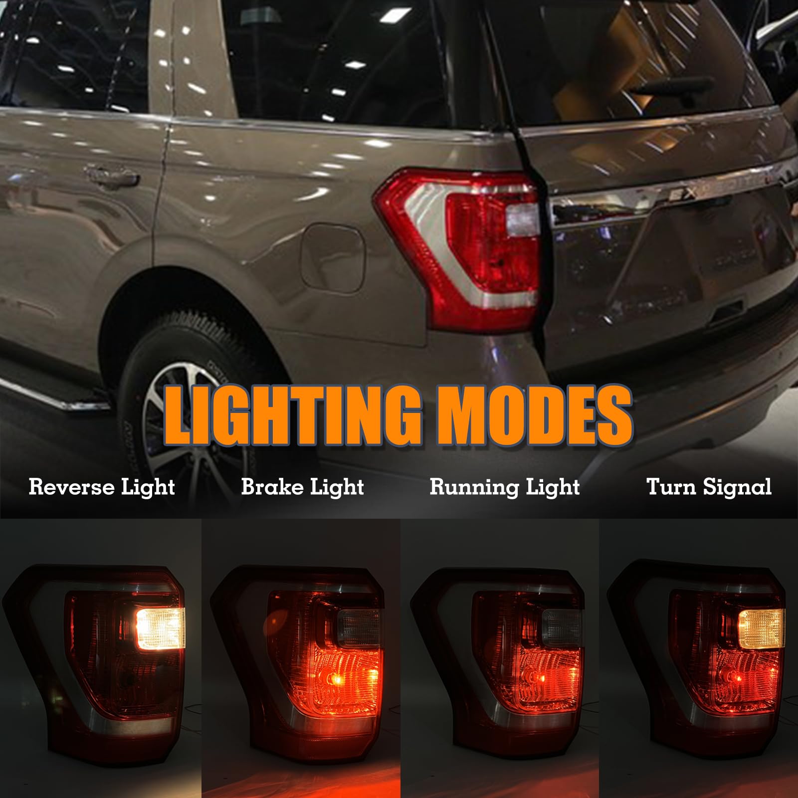 amopacorp Ensemble de feux arrière pour Ford Expedition 2018-2021 de type LED uniquement, combinez les feux de course/frein/marche arrière/clignotants, remplace OEM JL1Z-13405-H (gauche