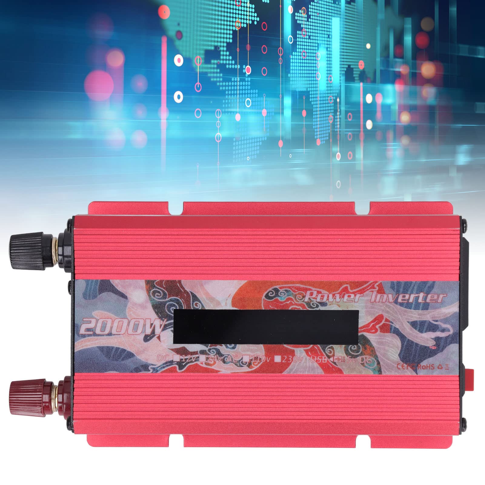 Przetwornica Napięcia Samochodu DC na AC Szybkie Rozpraszanie Ciepła Wyświetlacz LCD 2.0A Port USB Słoneczna Fala Sinusoidalna Samochód AC 220V 2000W (Hyuduosmhr61x2uc-14)