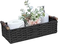 Vista 11 de Cesta de almacenamiento pequeña de mimbre con asa, cestas decorativas para organizar, recipiente de almacenamiento decorativo para encimera, cesta