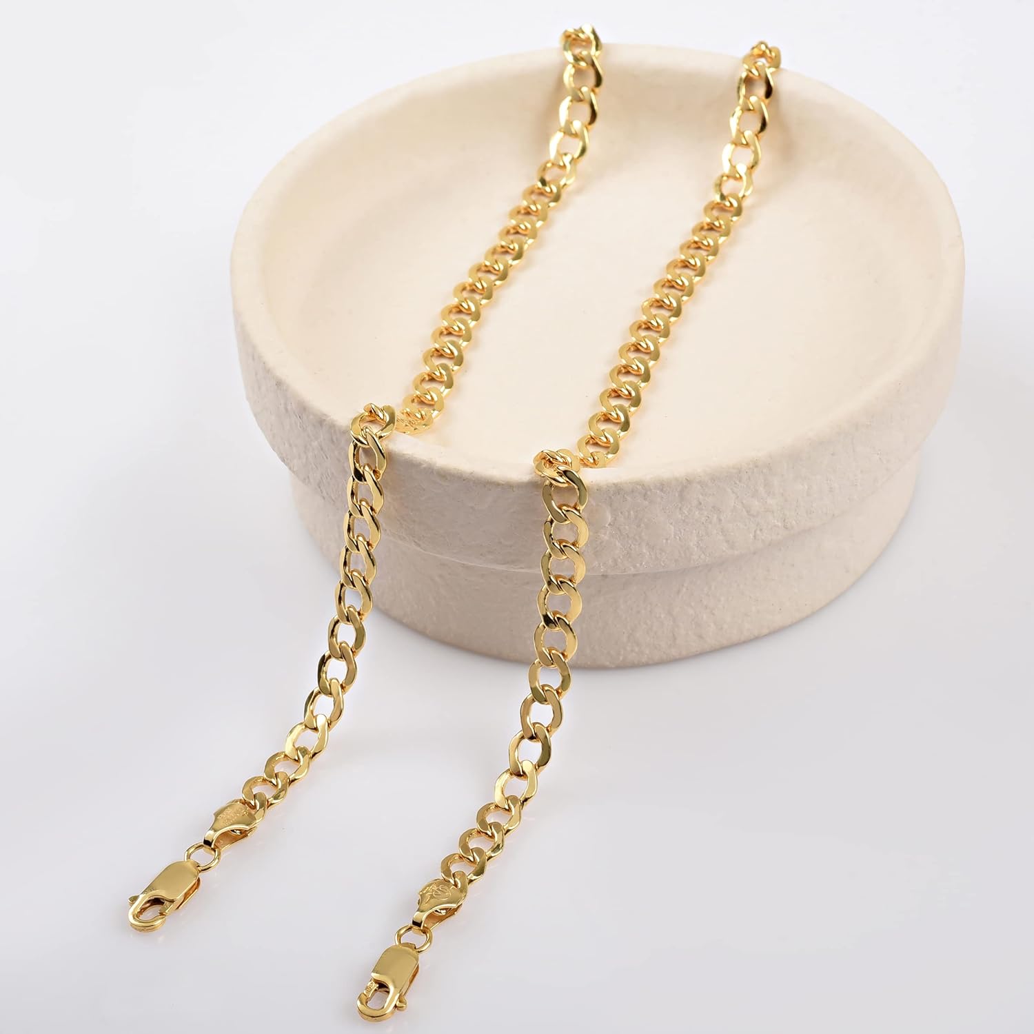 Jewelry Atelier Gold Filled Chain Bracelet Collection - 14K Solid Yellow Gold Filled Miami Cuban Curb Link Chain Bracelets for Women and Men with Different Sizes (4.5mm, 5.5mm) - Image 3
