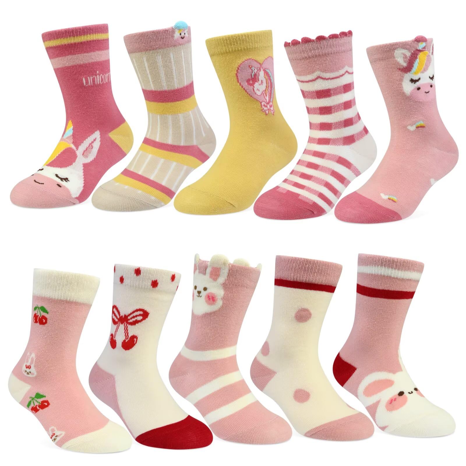 TUUHAW Socken Jungen Mädchen 10 Paar Kinder Socken Schulkind Baumwolle Kindersocken mit Karikatur Tier Muster Lustige Bunte Größe 23-38