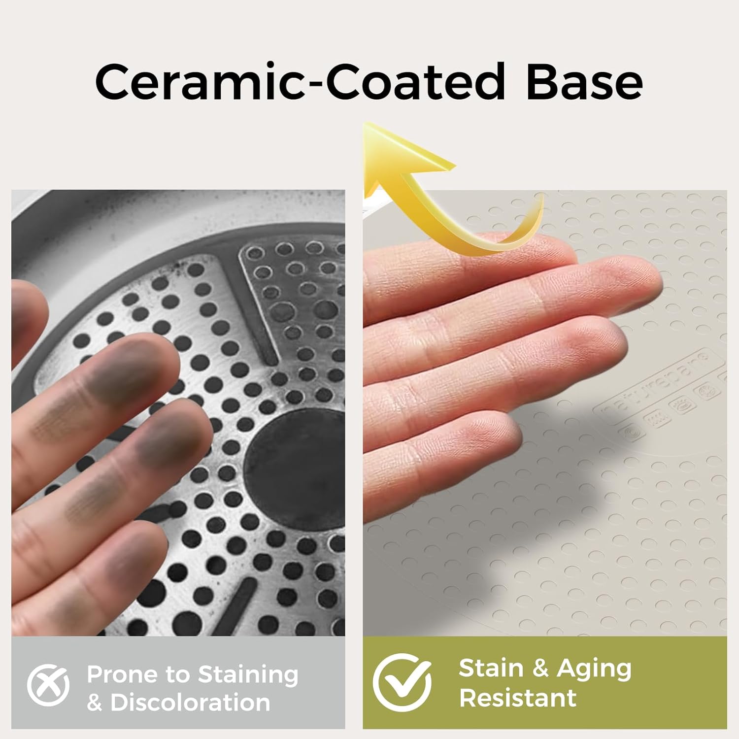 DiamondTitan Ceramic Pan Set 3 Piece （8, 9.5, 11 inch）, NonStick Frying Pan, PTFE/PFAS/PFOA-Free, Oven-Safe, Dishwasher Safe, Stay Cool Handle (Biege)