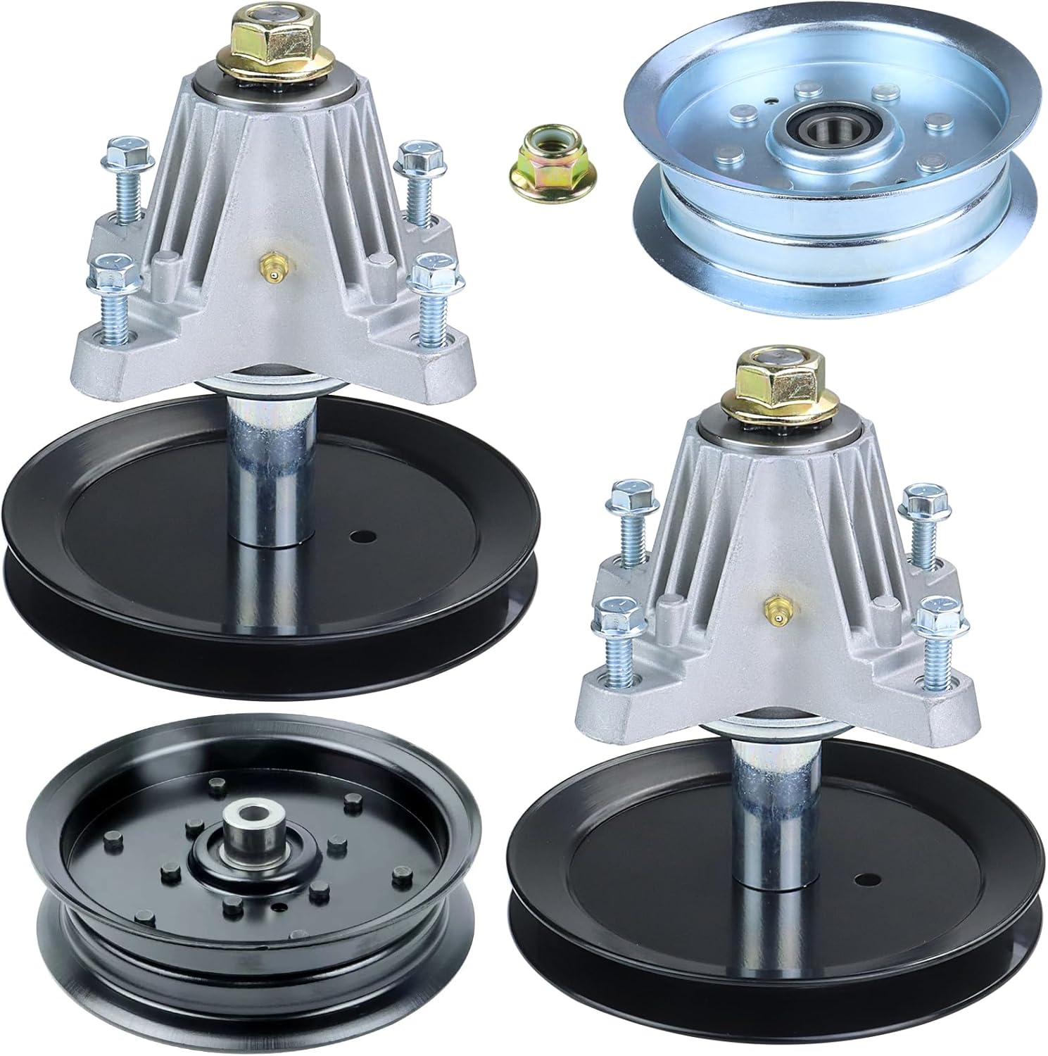 2 Pack 918-05078A Spindle Assembly with 756-04511B 756-05034A Idler Pulley Replaces 618-05078A 918 05078A for Cub Cadet 46" Rzt L46, Rzt L46, Troy Bilt Mustang Z46, Craftsman Z6400 Z530 Mowers