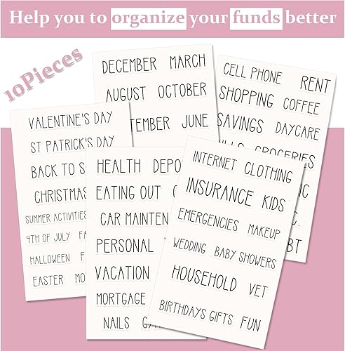 Miniatura 6 de 128 calcomanías para planificador de presupuesto, calcomanías para sobres de efectivo para carpeta A6, sobres de efectivo, 6 anillas, cuadernos