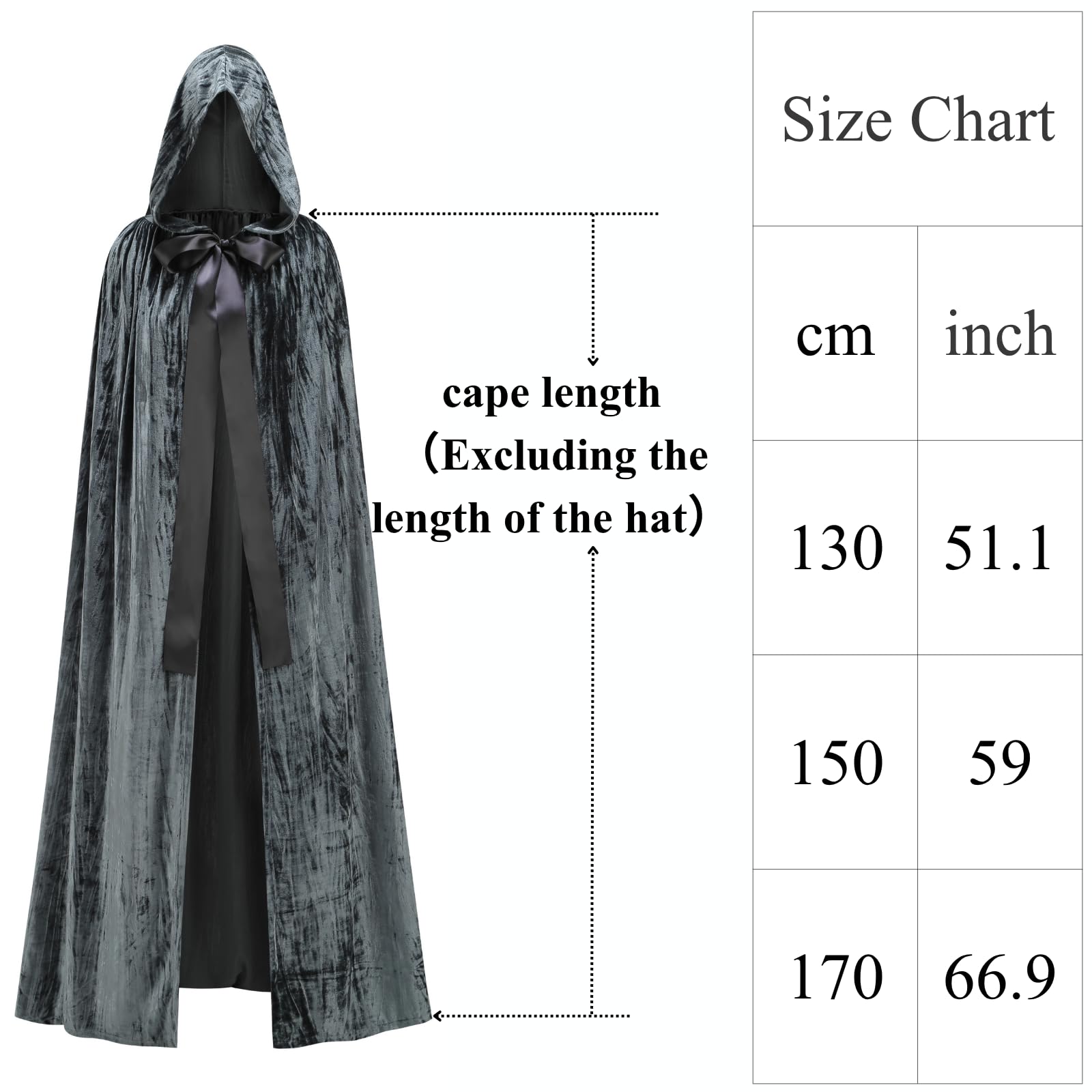 HAPNBCELE Womens Velvet Cape Hooded Cloak - Image 3