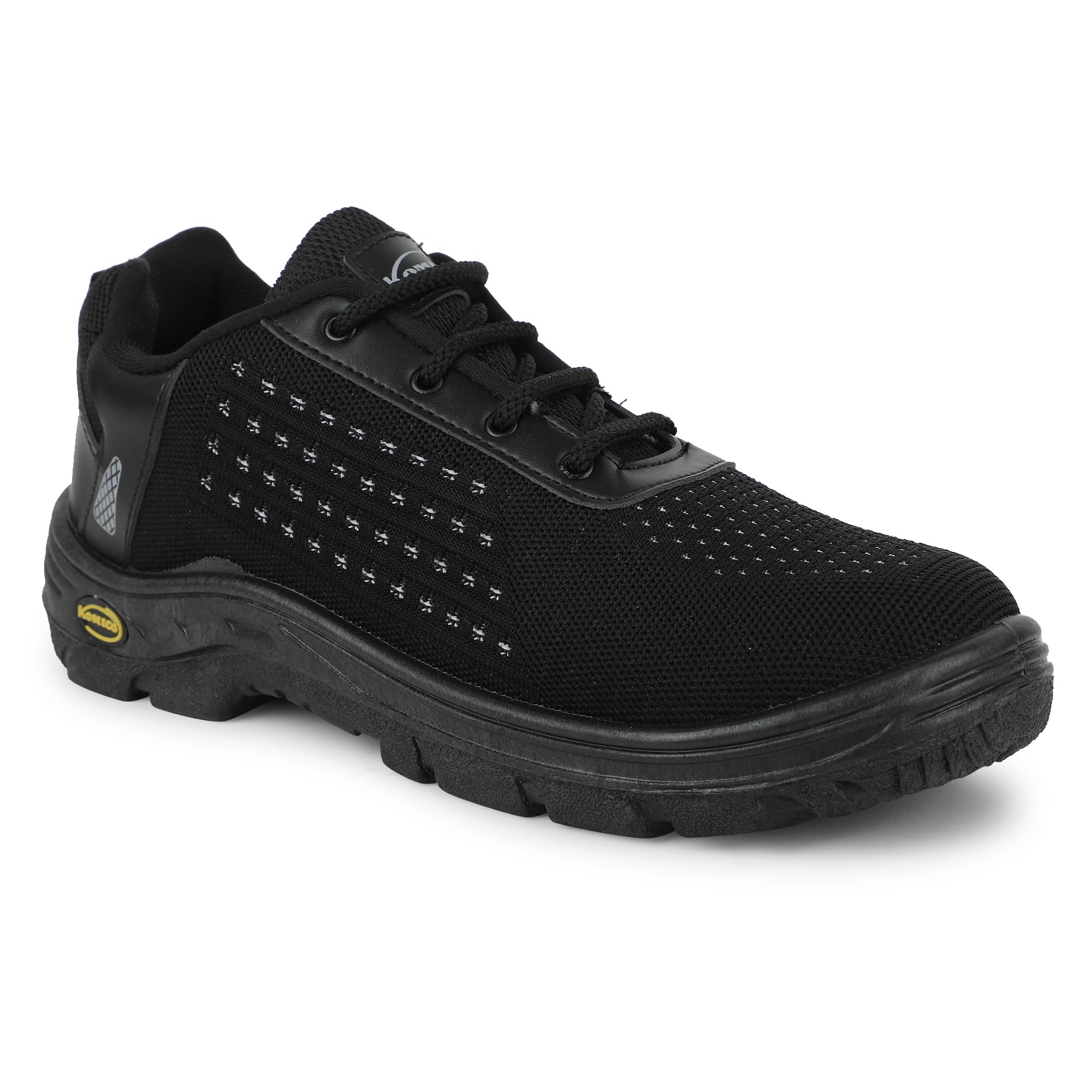 RED PIGEON Men's Black Safety Shoes | Lightweight Breathable Mesh Upper | Steel Toe Cap Industrial Work Shoes | Anti-Skid Heavy Duty Rubber Sole | Construction, Factory & Site Protective Footwear for Men (Black)-image-23