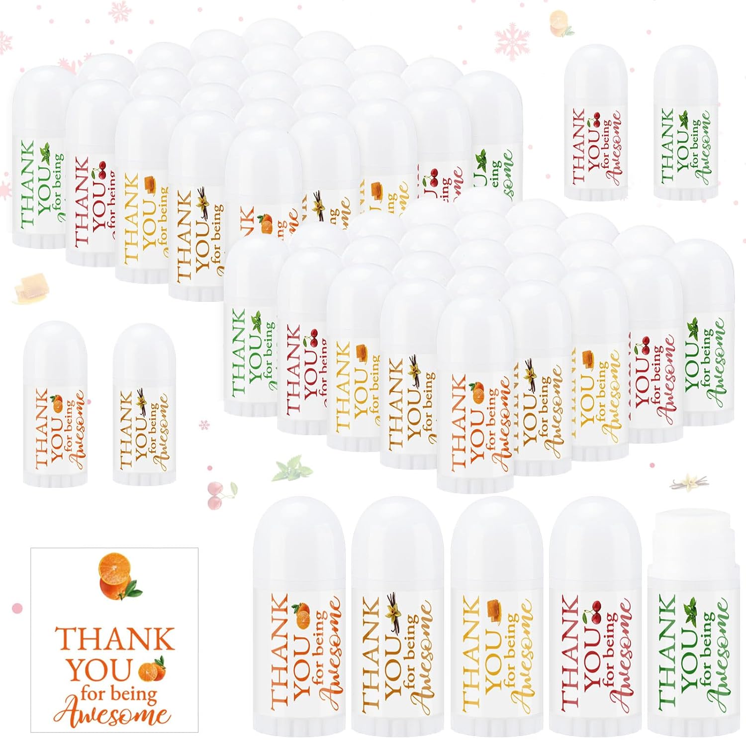 50 Pcs Valentines Day Mini Lip Balm Gifts Bulk Thank You Gifts Mini Lip Balm Pack Moisturizer Assorted Flavors Care Products for Teacher Baby Shower Coworkers Friend