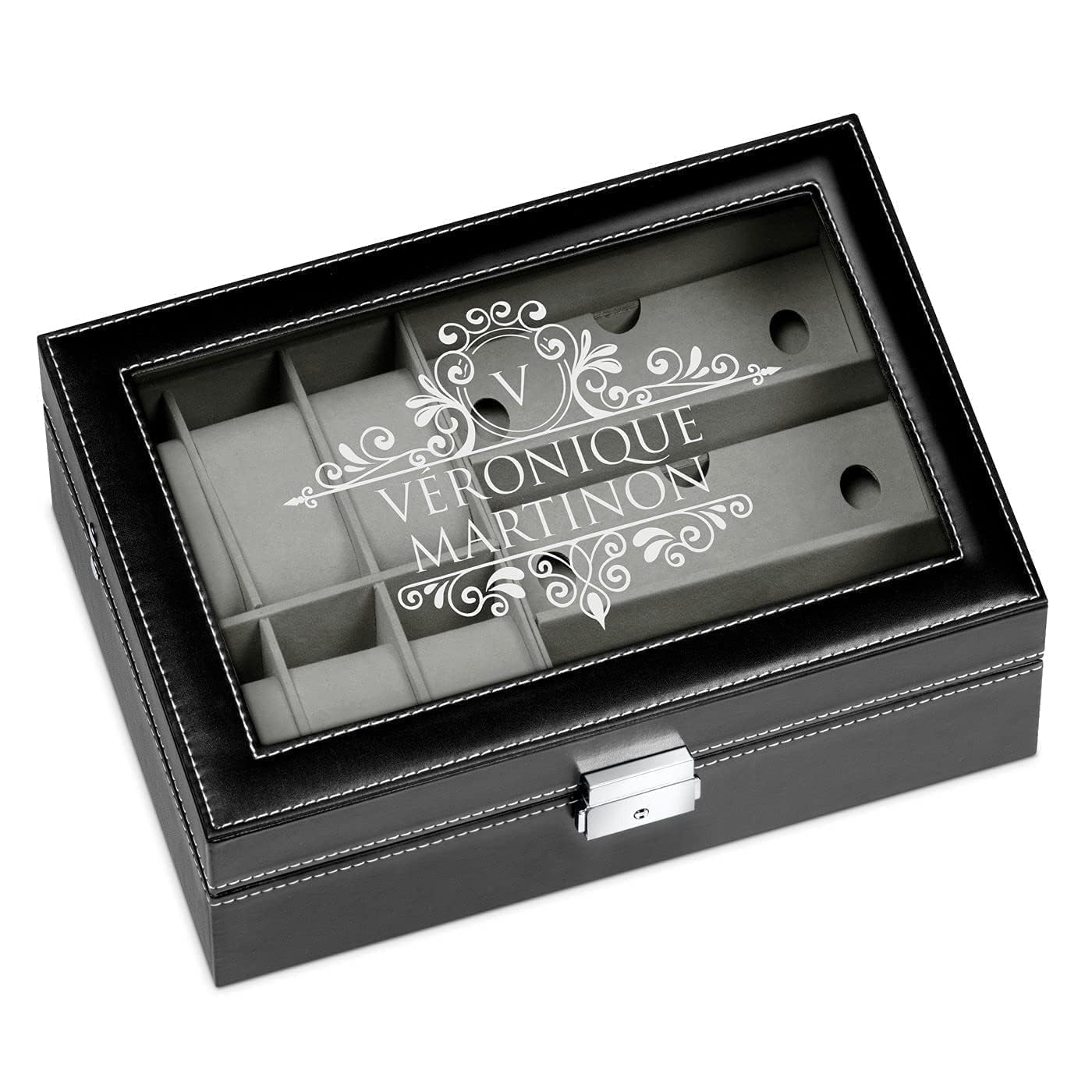 Maverton Boîte de Rangement avec Vitrine Gravée, Étui à Personnaliser
