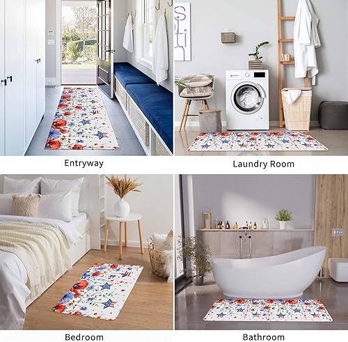 Vista 489 de Tapete de Feliz Navidad, tapete antideslizante para puerta delantera, baño, cocina, dormitorio, patio, entrada, 16 x 24 pulgadas, rojo, negro y verde