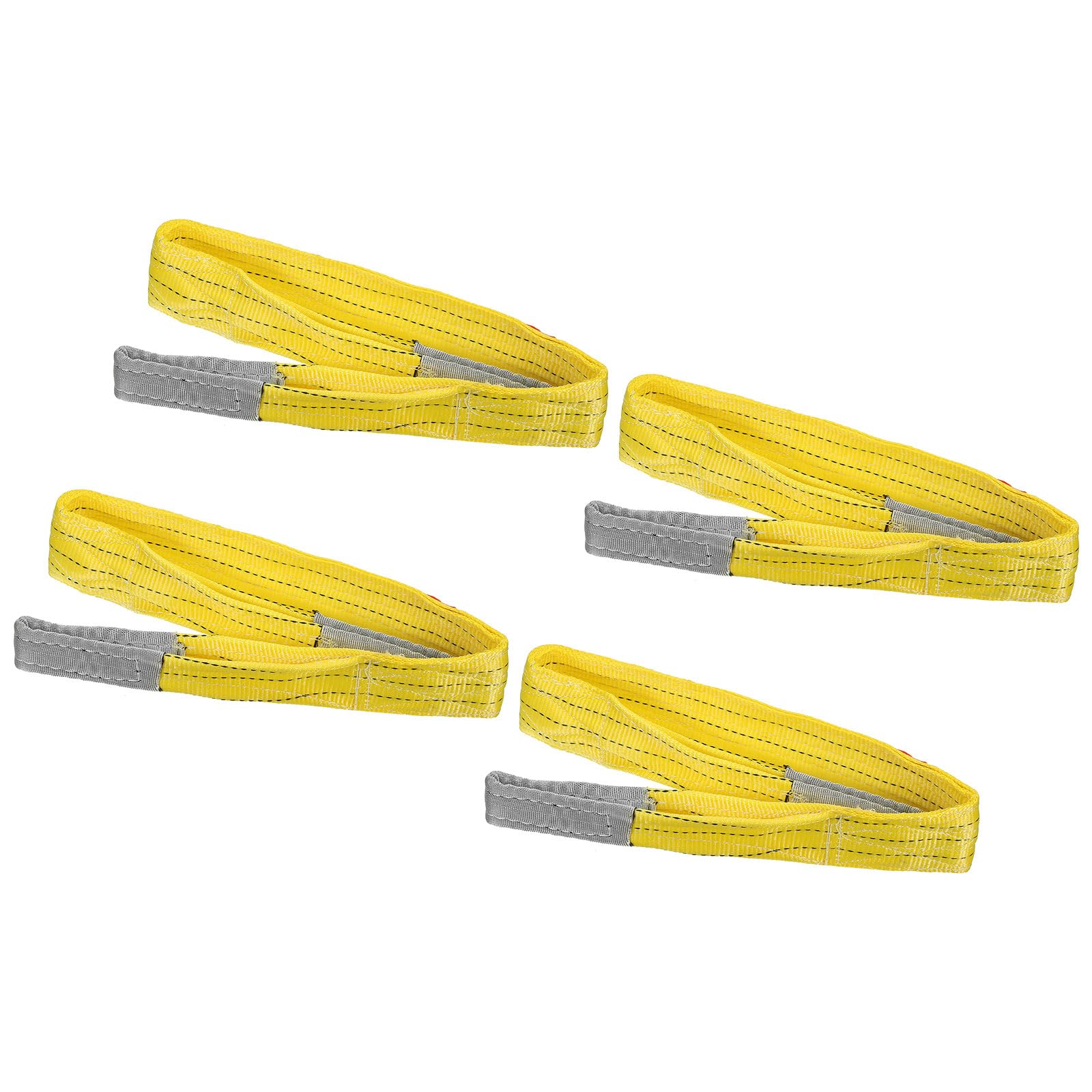 PATIKIL 3"x4' Sollevamento Cinghia 4 Imballo 6613 Libbre Sollevamento Imbracature Piatto Occhio A Occhio 2 Tela Poliestere Fettuccia Sollevamento Movimento Cinghie per Attrezzatura Giallo