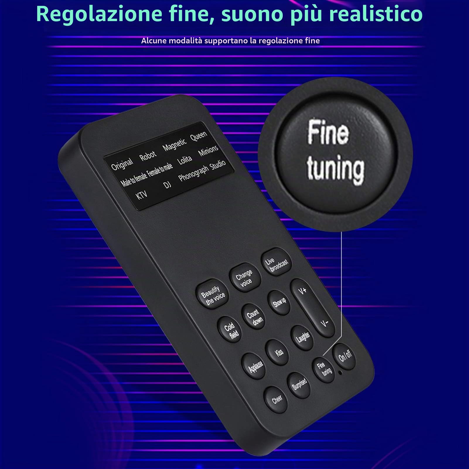 Modulatore vocale, cambia voce ad ampia compatibilità 12 funzioni di abbellimento vocale/voce/K Song per voce