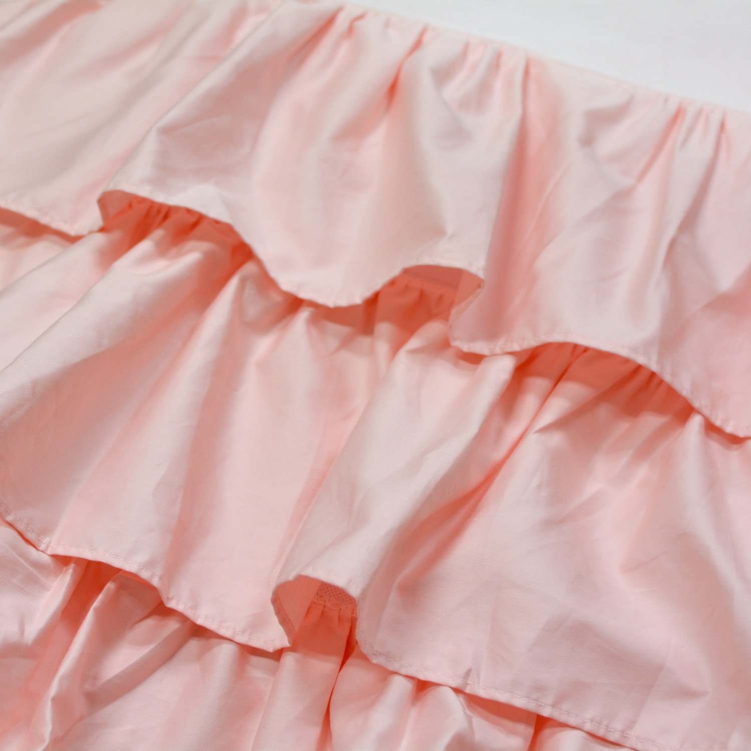 Brandream Falda de cama para cuna con volantes, color rosa, estilo shabby chic, 100% algodón egipcio de satén sedoso, color rosa