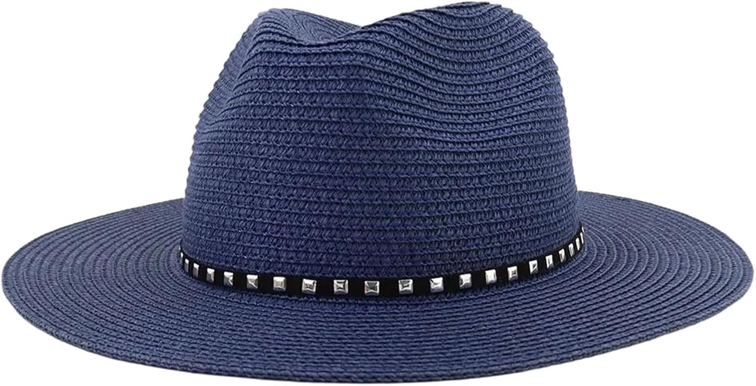 Women Straw Panama Hat Summer Wide Brim Outdoor Sunshade Hat