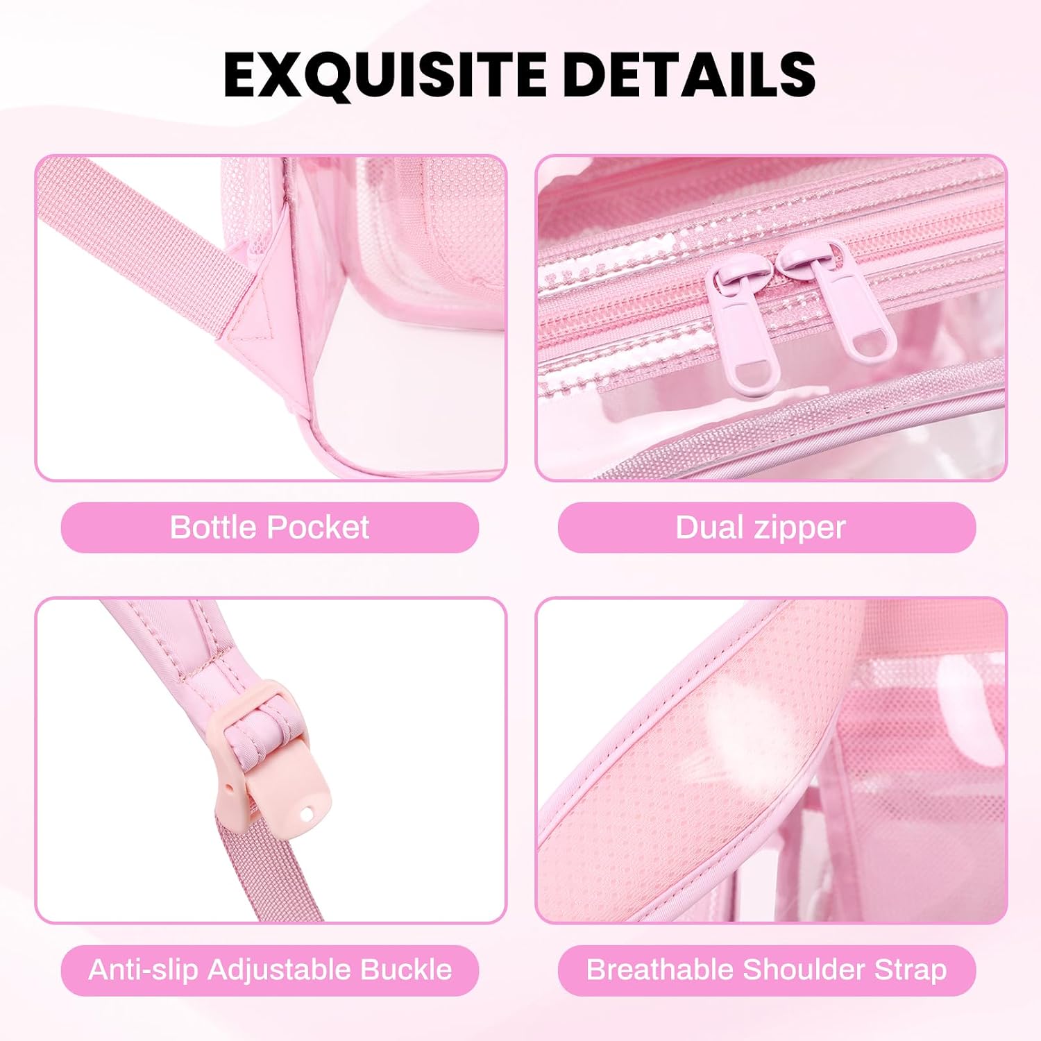  Clear Backpacks for Stadium Events Approved 12×6×12 Clear Bookbag for Women Mini Transparent Letter Back Pack, Pink, Letter-M thumbnail