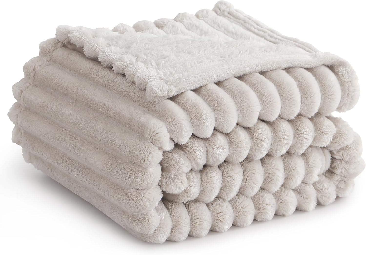 Pretty Attitude Fleece Throw Blanket for Sofa - Fluffy Cosy Warm Blankets for Bed, Soft Cute Single Throw Gifts for Women and Girls (Beige, Queen (220 X 240cm))