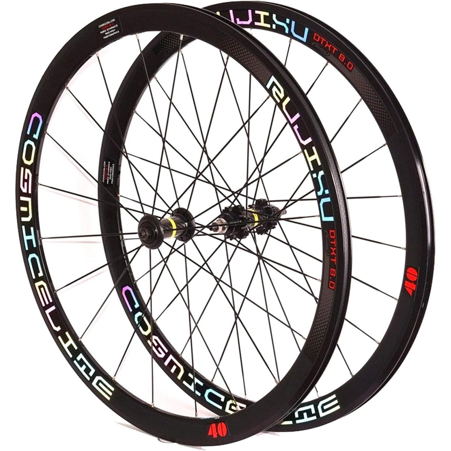 HOMSXPAC 700C Road Bike Wheelset Double Wall Rim 40Mm Fixed Gear Wheel 1.37 × 24 TPI Single Speed Carbon Fiber Hub Sealed Bearing Bicycle