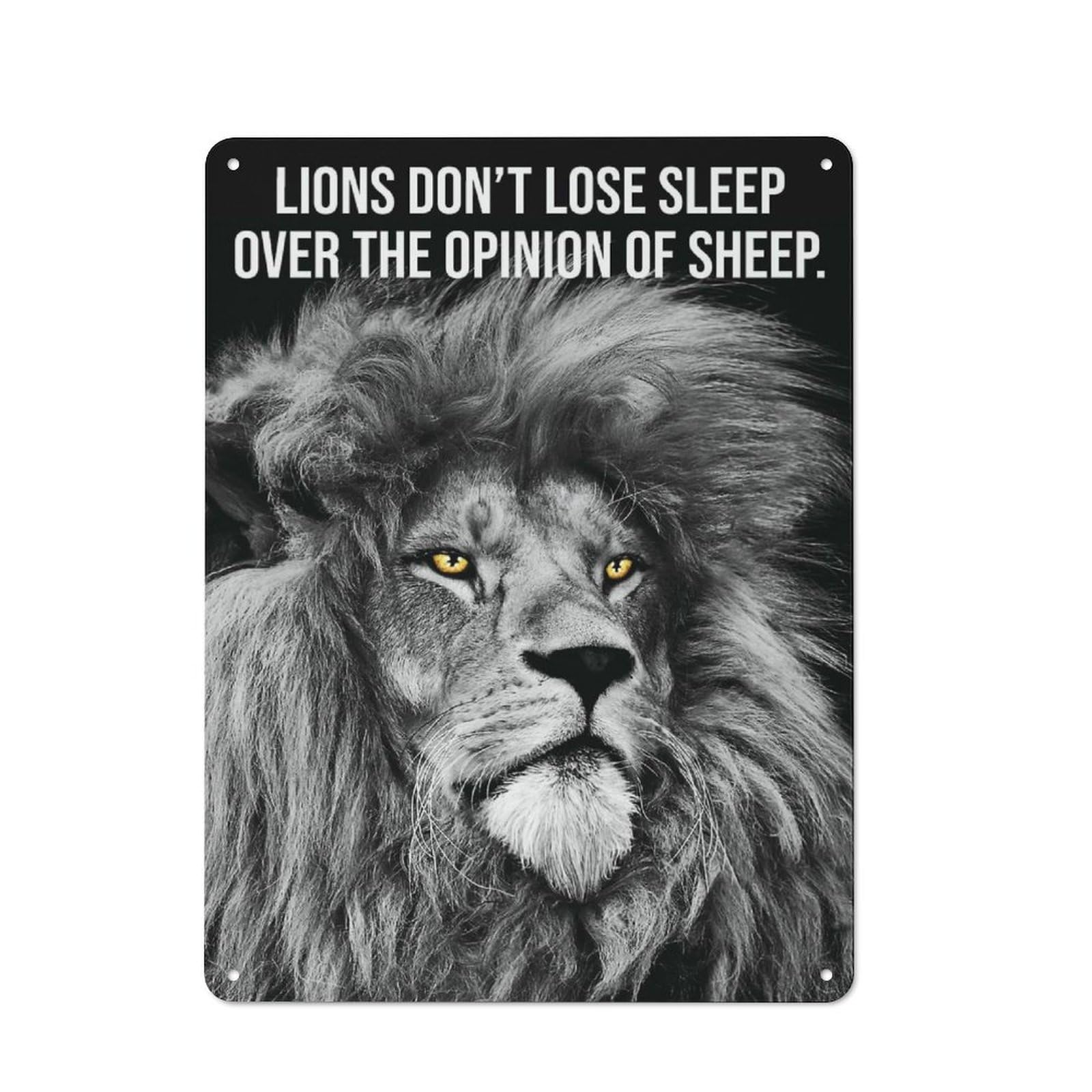 Junmoney Style-6 For Studio Or Craft Room, Lions Vs Opinion Of Sheep Rustic Tin Wall Plaque 40X30cm, For Vintage Wall Decor Fans, For Metal Sign Collectors