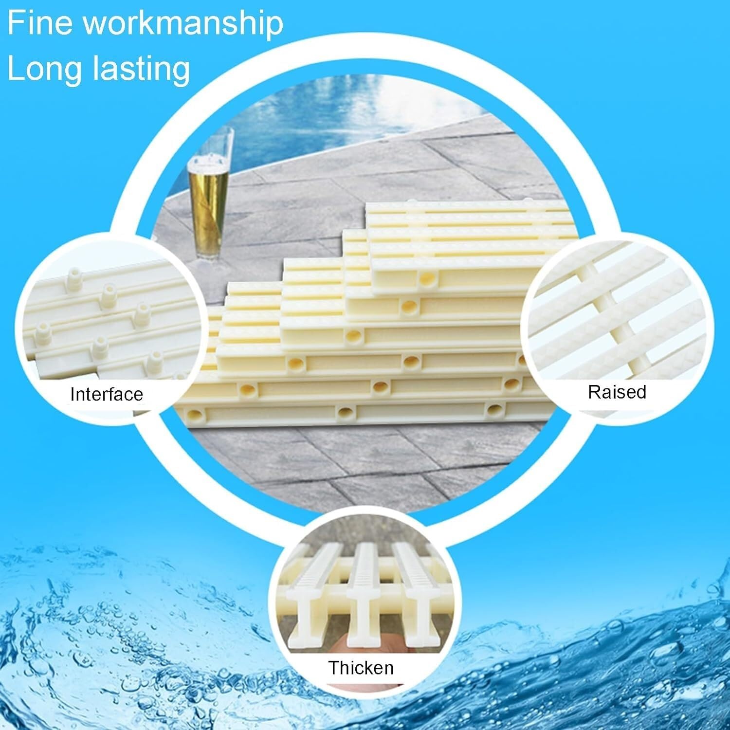 Griglia di Scarico per Piscina da 9,87" – Confezione da 6 Griglie di Troppo Pieno in plastica Resistente per Un drenaggio efficiente di Piscine, vialetti e patii, griglia Bianca per Una faci