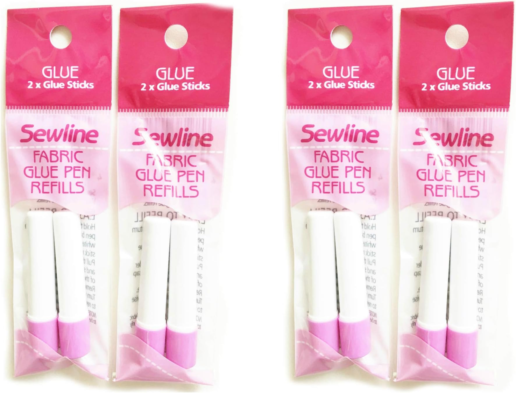 Sewline fabric glue, 4 x double refill pack, EPP, no pins, dries clear, sewing & paper piecing