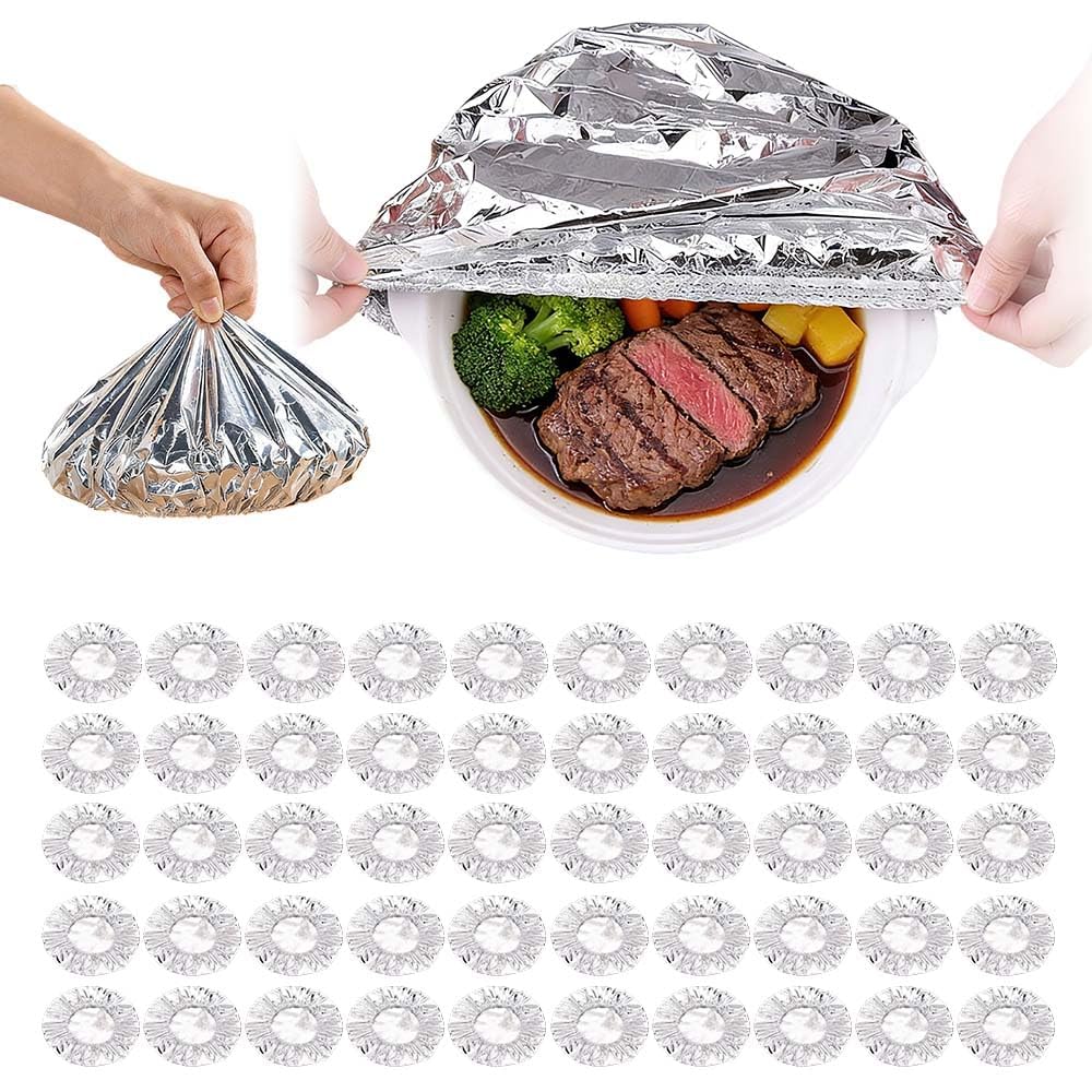 Reusable Aluminum Foil Food Covers Fresh Keeping Food Cover, 50pcs