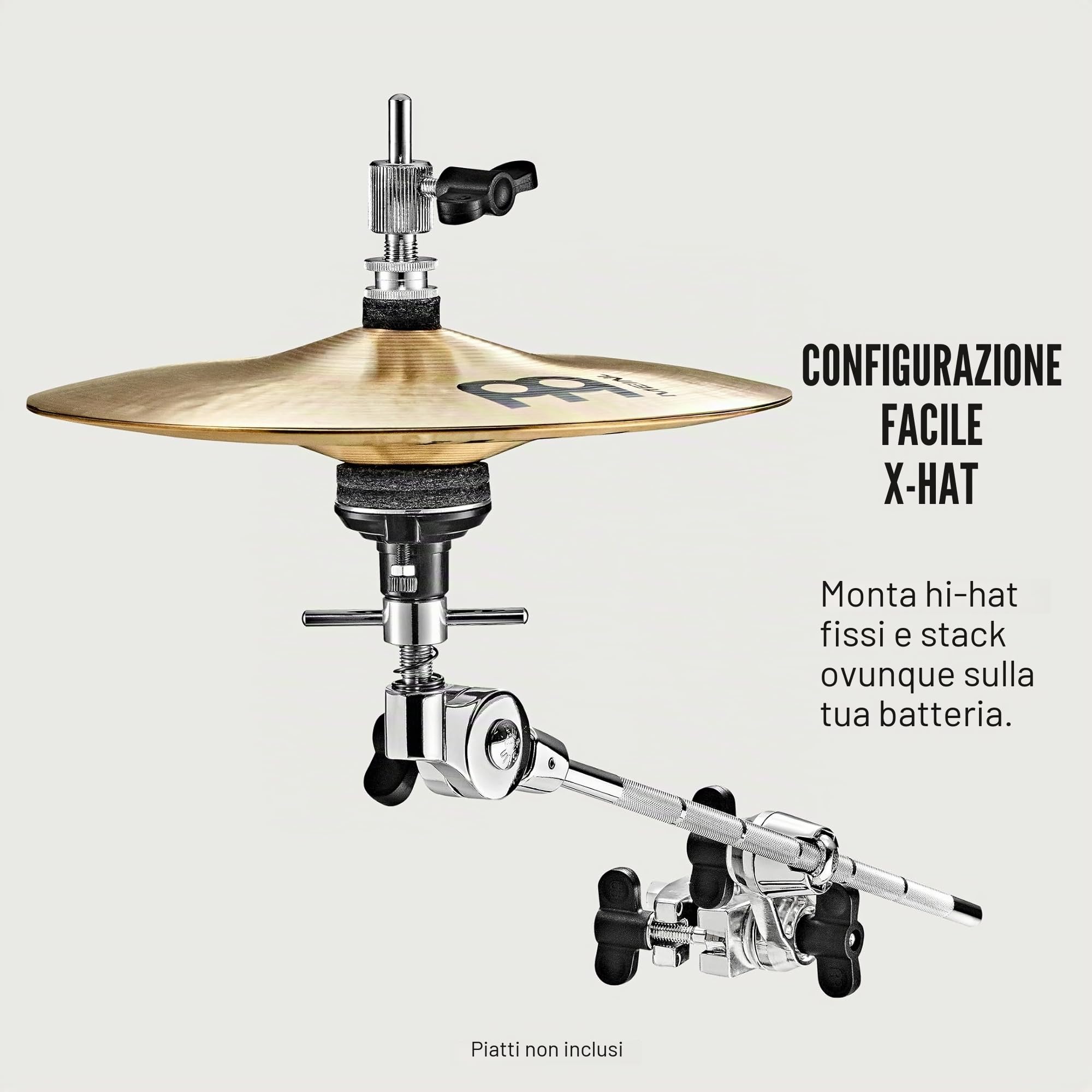 Meinl Cymbals Mxh x-hat ausiliario Hi braccio, supporto per piatti con tensione regolabile, altezza e angolazione