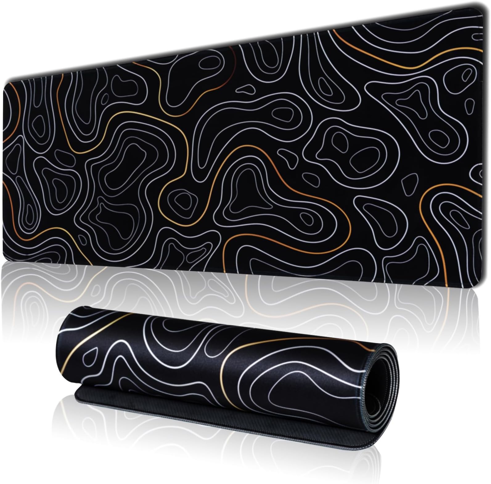Large Gaming Mouse Pad for Desk, Desk Mat with Seamed Edges, Waterproof Desk Pad, Non-Slip Rubber Base, 31.5x11.8 Inch Keyboard Pad Computer Mat, Big XL Black Mousepad