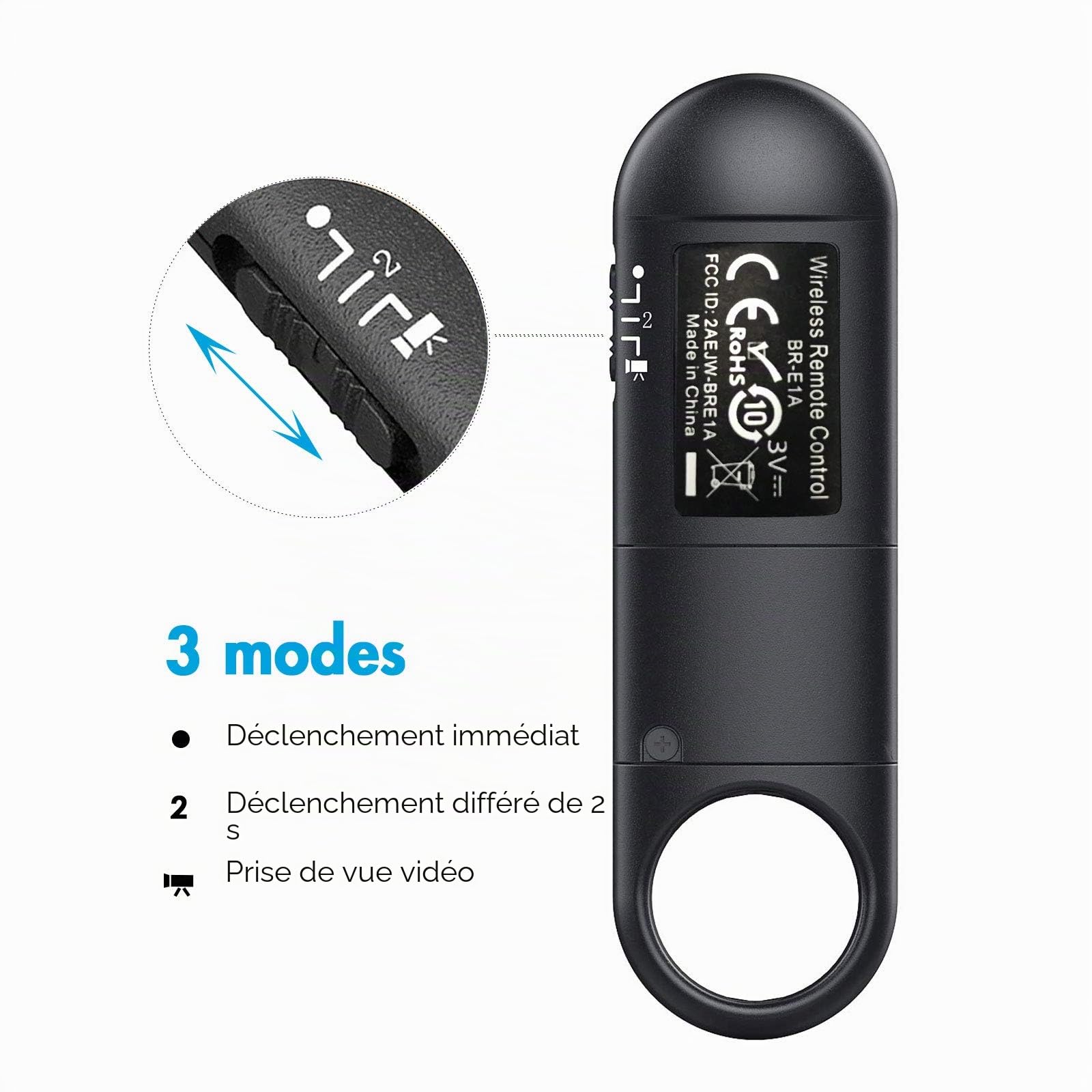 Télécommande d'appareil Photo pour Canon R3 R5 R6 R RP M50 M6 Mark II 90D 6D Mark II 800D 850D Rebel SL2 T7i PowerShot SX70 HS G5 X Mark II G7 X Mark III, remplacer BR-E1