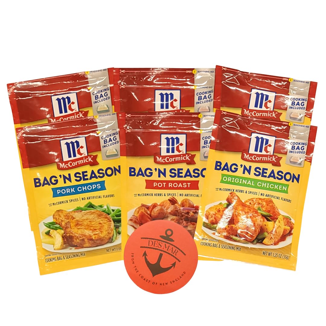 McCormick Bag 'N Seasoning Variety 6 Pack - 2 Chicken, 2 Pot Roast, 2 Pork Chops | Convenient Seasoning Bags with Bonus Des Mar Magnet
