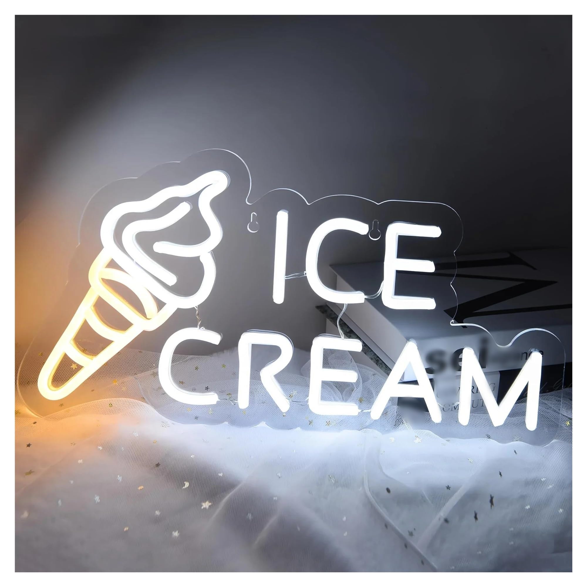 Luces de neón Letrero De Neón Ice Cream, Arte Mural Vibrante Para Heladerías, Iluminación Decorativa Para Tiendas De Conveniencia, Fiestas Y Comercios.