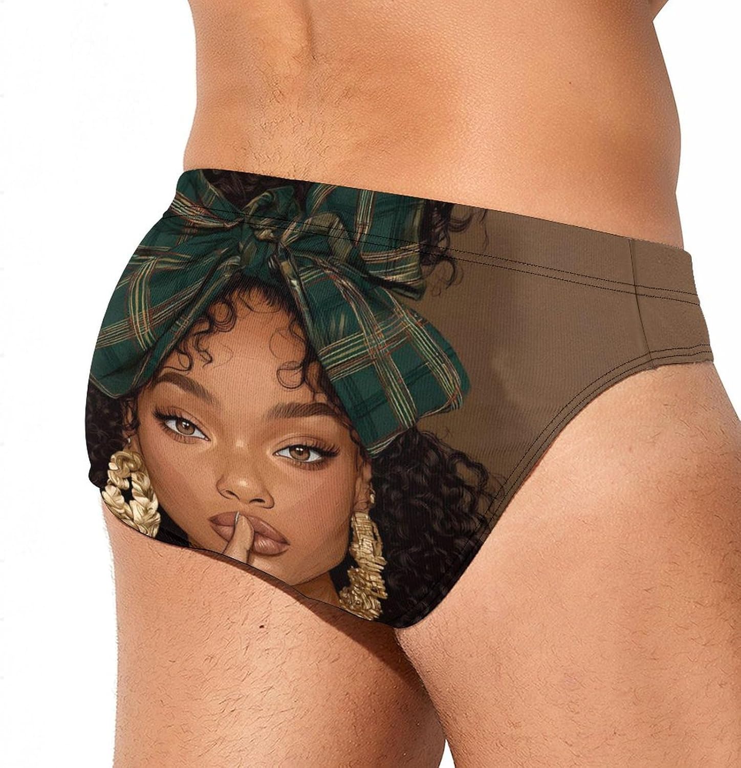 African USA Women Men's Swimsuit Brief Sexy Bikini Briefs Retro Printed Swimwear Quick Dry Swimming Trunks 3X-Large