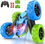 Télécommande pour les enfants - RC Voitures stupides 4WD Conduite à double bord 360° Flips Rotation, hors route Remote Voiture Garçons Jouets pour enfants Panier de Pâques Stuffers Cadeaux d'anniversaire - vert