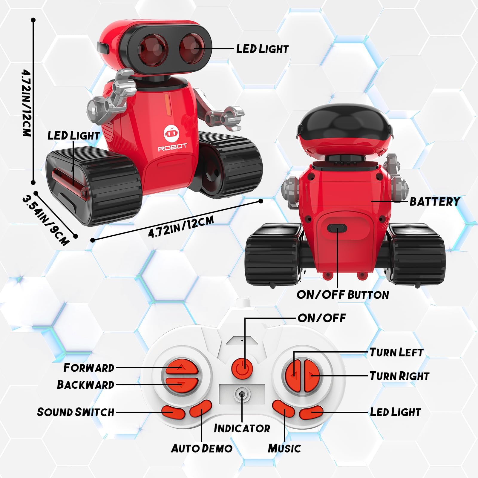 RC Kids Robot Toys, 2PCS Remote Control Robots Toys with Lighting & LED Eyes, Removable Modular Batteries, Dance Moves and Music, RC Robot Toy Gifts for Boys Girls 3+ Years Old