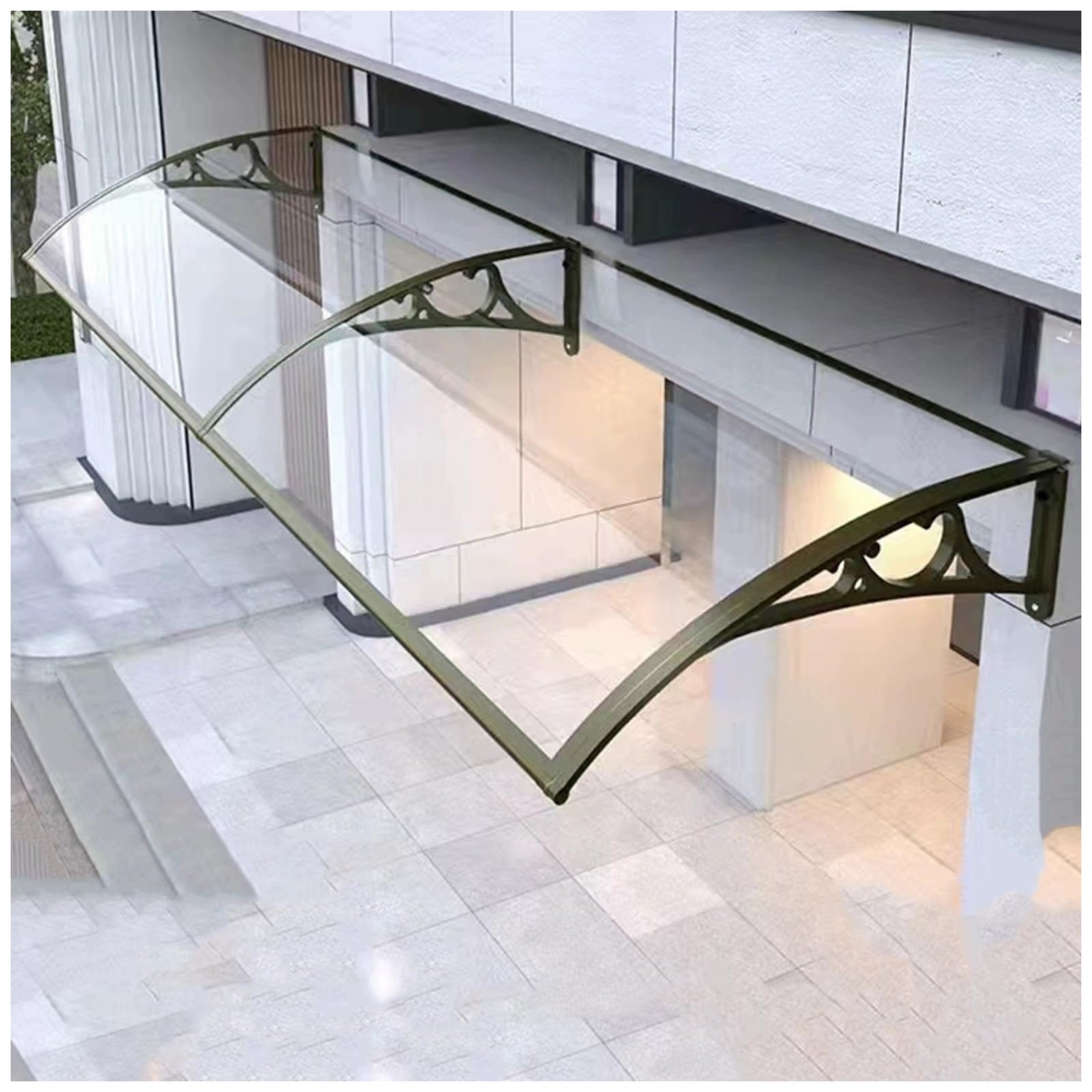 Toldo para puerta y ventana al aire libre para balcón, jardín, resistente a la lluvia, panel de policarbonato transparente, toldo multifuncional (transparente, 60 x 80 cm)