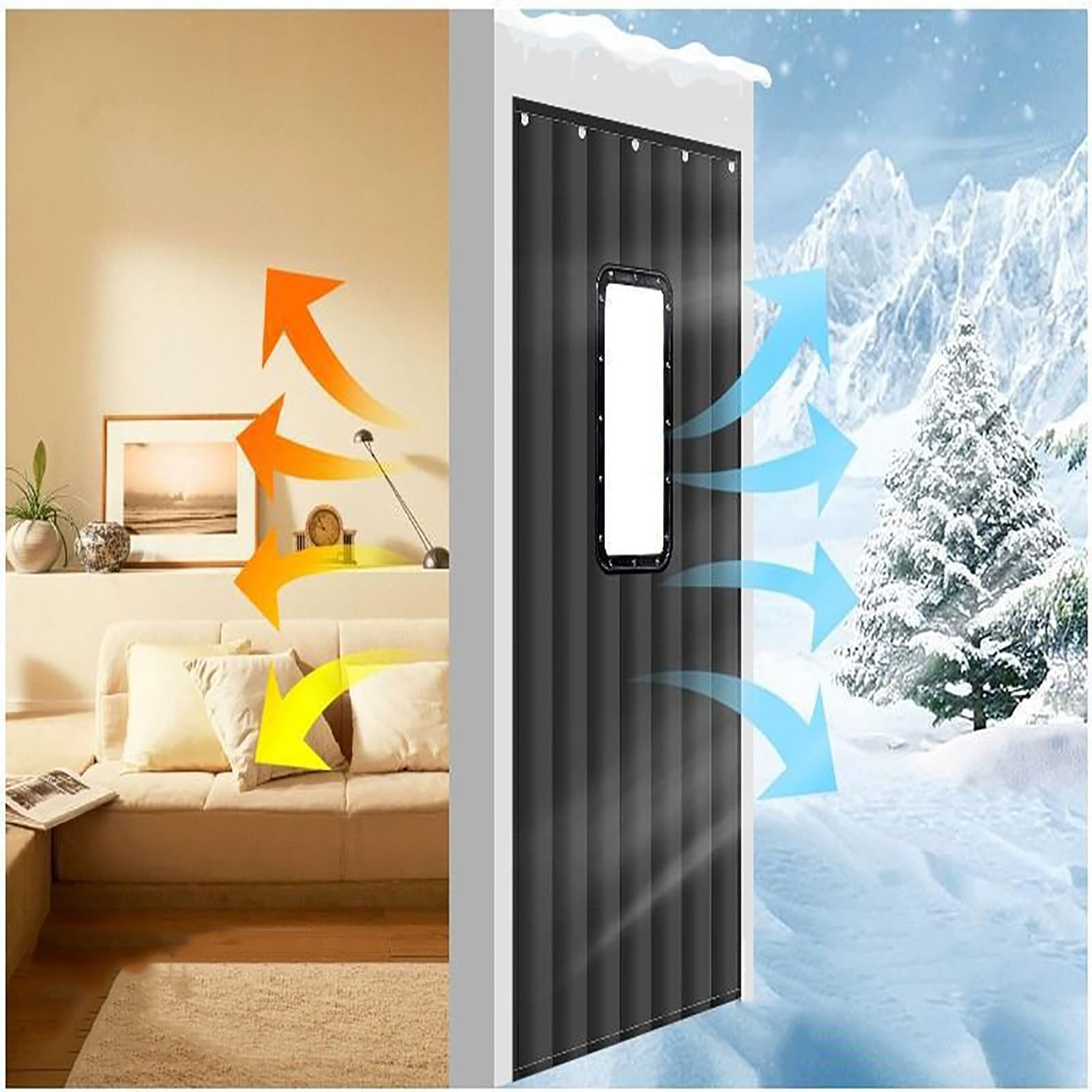 Heavy Du Thermal Ilated Door ainDźwiękoszczelna wodoodporna tkanina wołowa na balkon sypialnia patio pokój w akademiku ciepła wiatroszczelna redukcja hałasu Solut