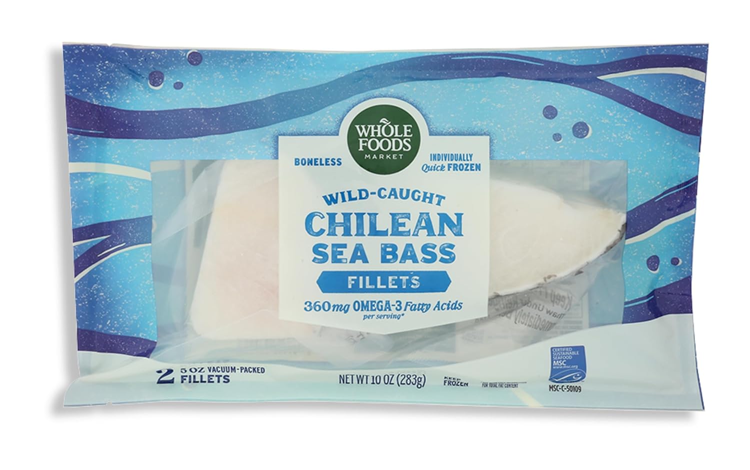 Whole Foods Market Wild Caught Chilean Sea Bass, 10 oz - Sustainable, Traceable Premium Seafood