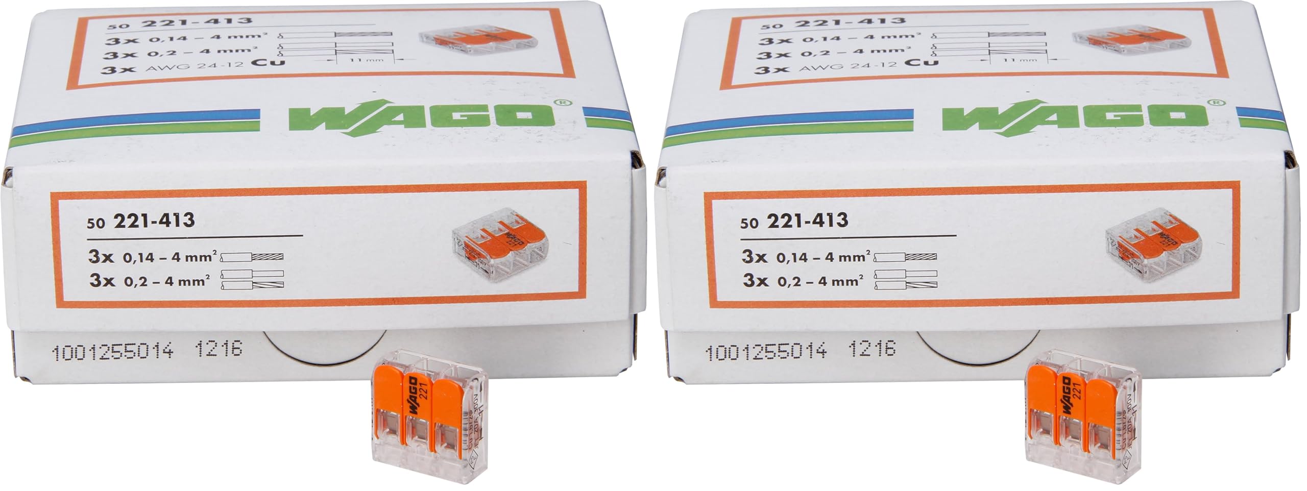 Conectores eléctricos de 3 vías con palanca transparente y naranja Kopp 33346427