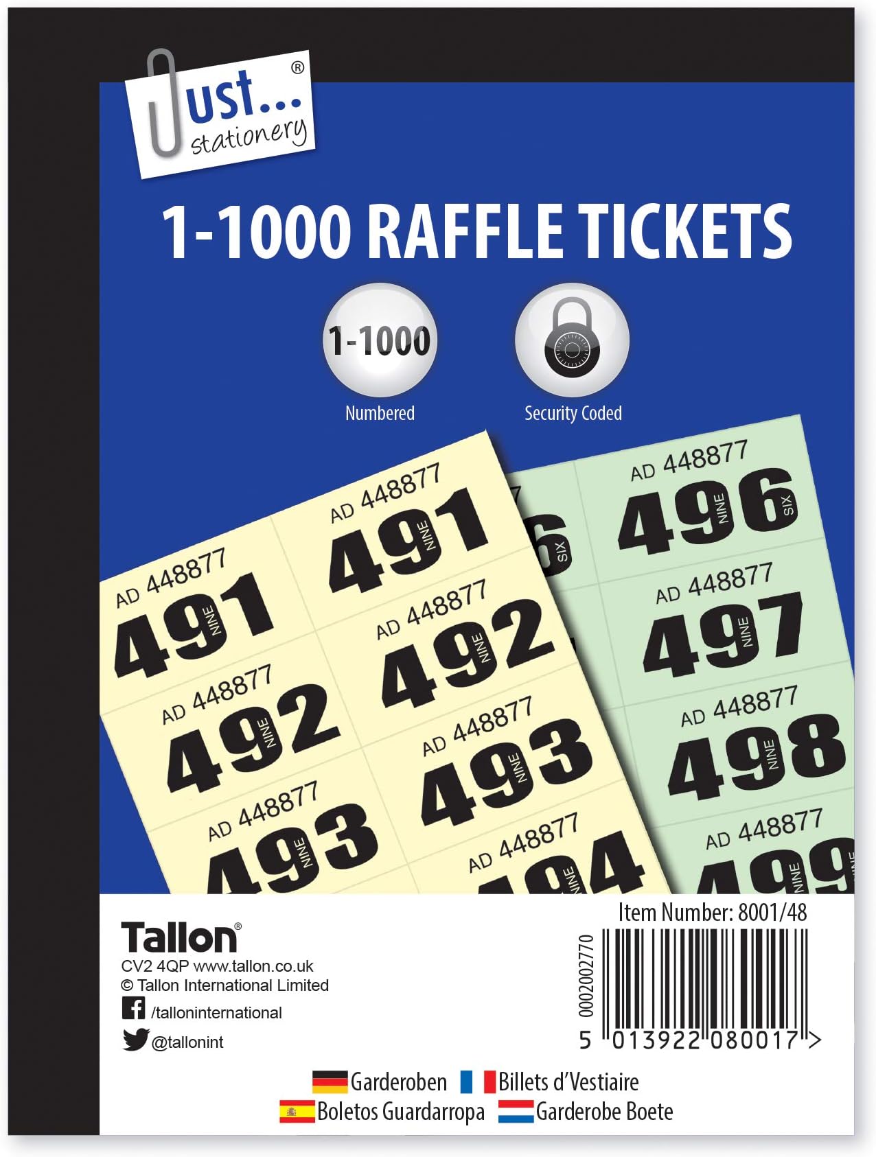 12packs stationery clockroom/raffle tickets 1-1000