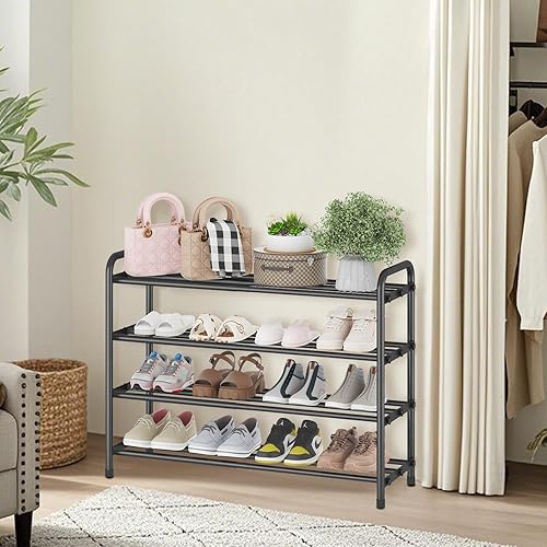 Miniatura 7 de KANAV Zapatero expandible de 4 niveles, organizador de zapatos ajustable y almacenamiento de zapatos para armario, entrada y puerta delantera,