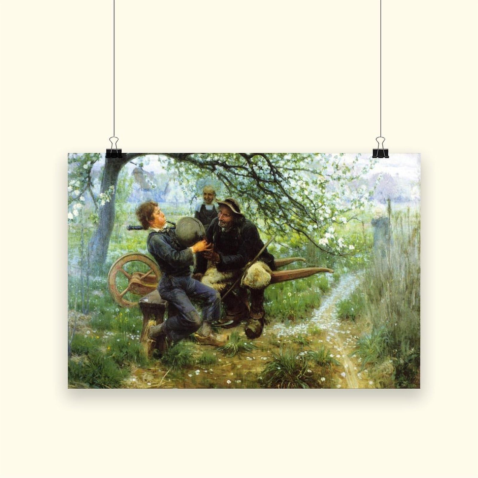 Kunstdruck auf Leinwand, Motiv "The Dudelsack-Lektion von Henry Ossawa Tanner", modernes Familienschlafzimmer-Dekor, ungerahmt, 60 x 90 cm