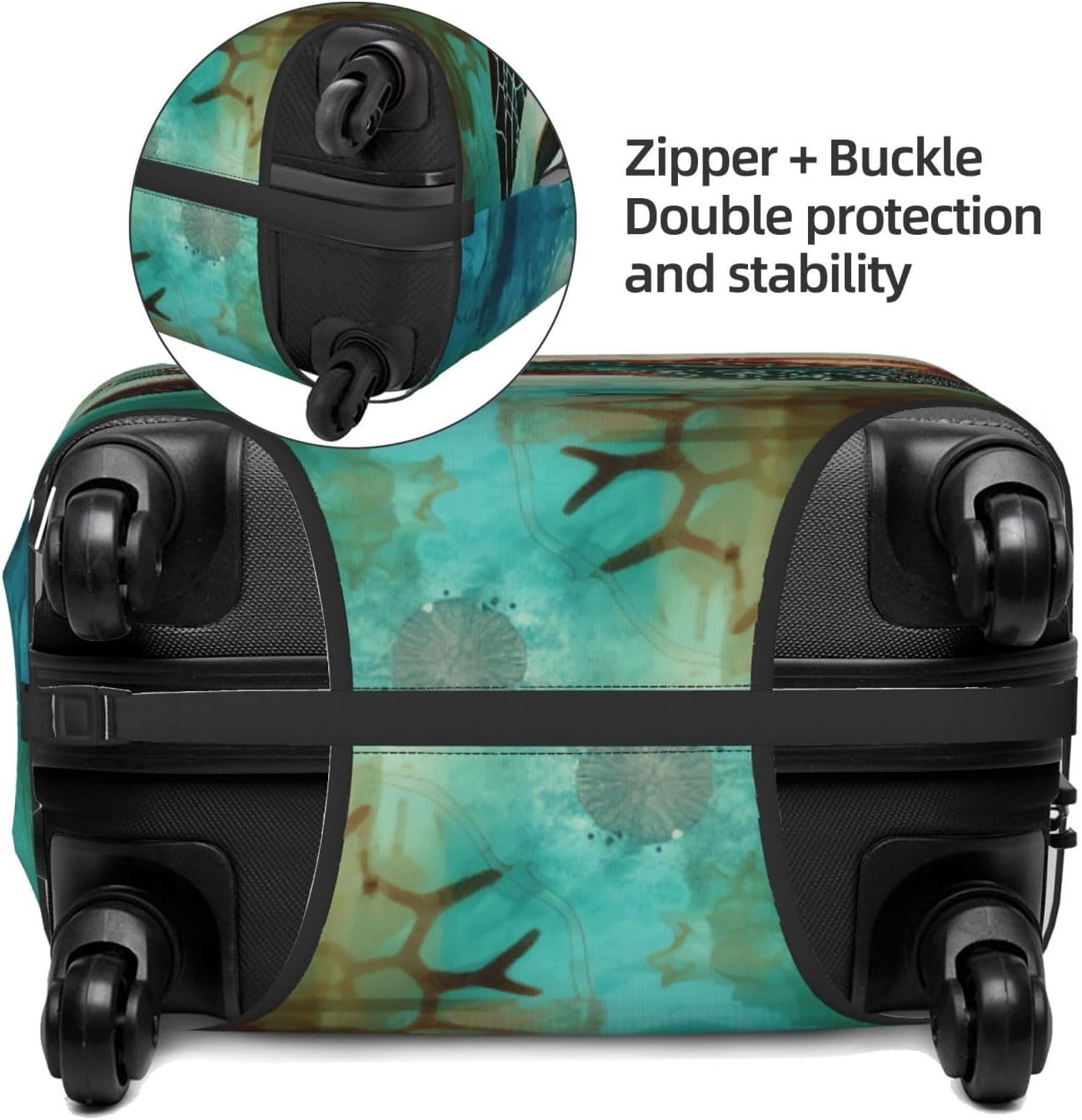 Sea Turtle Beach Travel Suitcase Cover, Ocean Animals Washable Luggage Cover XL - Fits 29-32 inch luggage(No Suitcase)