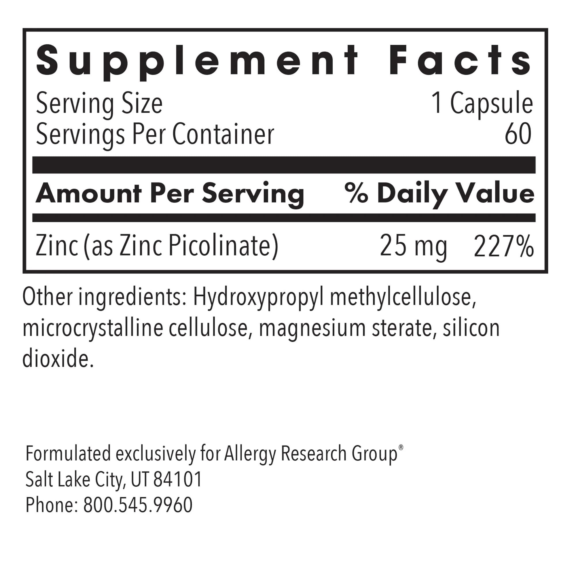 ARG Zinc Picolinate 25 mg Immune Support, 60 Capsules — Amazon image 2