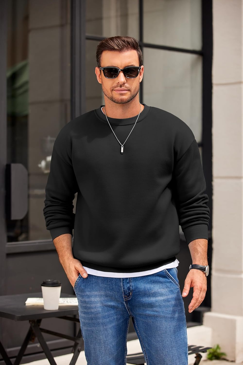 COOFANDY Men's Crewneck Sweatshirts Long Sleeves Fleece Sweatshirts Thermal Casual Pullover Shirt - Image 3